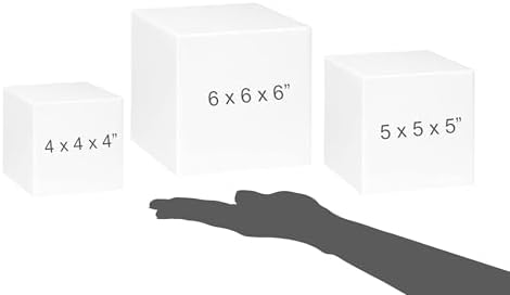 Red Co Glossy White Acrylic Cube Display Riser Stands 3-Pack