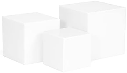 Red Co Glossy White Acrylic Cube Display Riser Stands 3-Pack