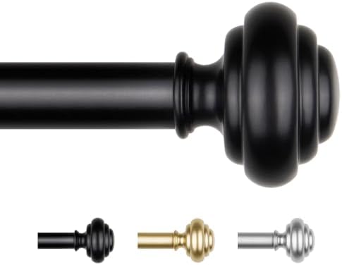 KAMANINA Adjustable Heavy Duty Curtain Rods Black 32-120 Inch Set