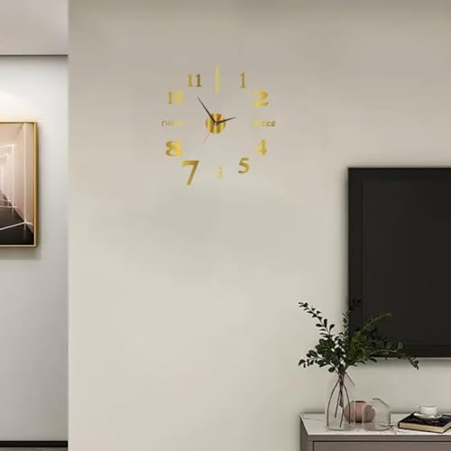 Silent Frameless Wall Clock 157 Inch Gold Acrylic Modern Design