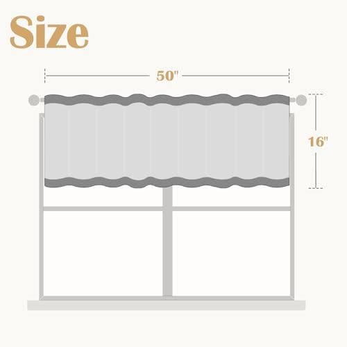 Jinchan Linen Valance Curtain 16 Inch Tan on Beige 1 Panel