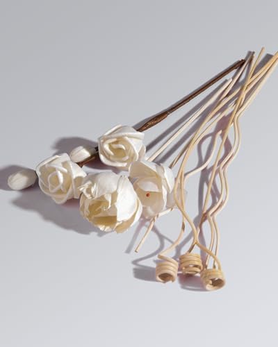 9 Pcs Reed Diffuser Sticks Set with Natural Rattan and Flower Designs