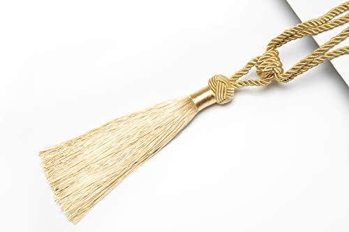 BEL AVENIR Curtain Tiebacks 2 Pack Gold Tassels