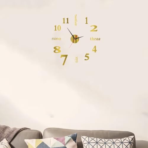 Silent Frameless Wall Clock 157 Inch Gold Acrylic Modern Design
