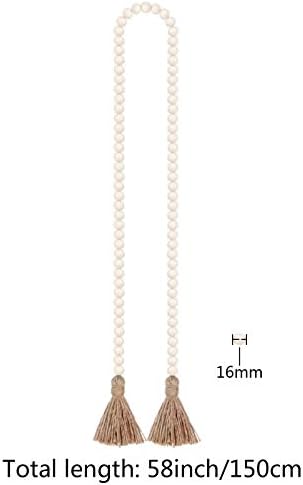 58 Inch Wood Bead Garland with Tassels