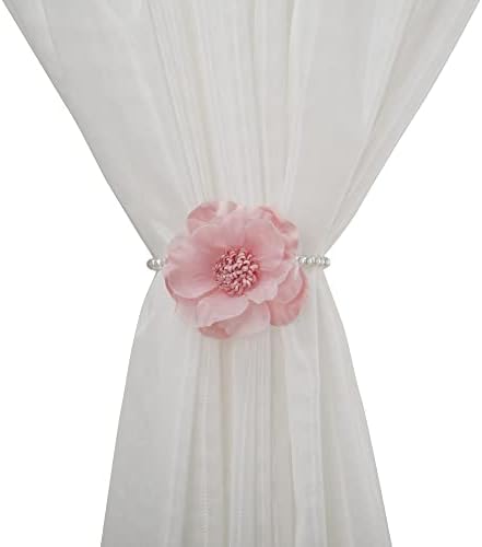 SUQ I OME 2 Pack Magnetic Curtain Tiebacks with Flowers
