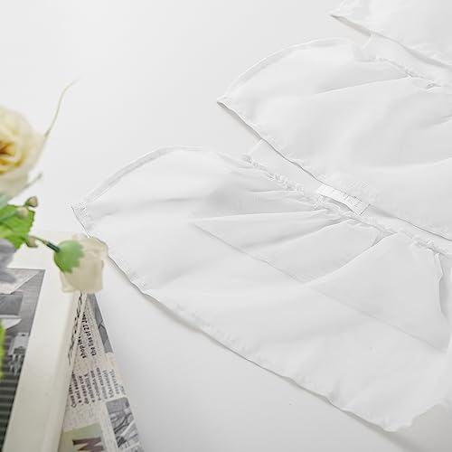 PearAge Ruffled Voile Semi Sheer Curtain Valance 52x26 Inches White-Triangle