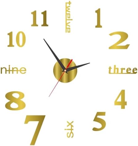 Silent Frameless Wall Clock 157 Inch Gold Acrylic Modern Design
