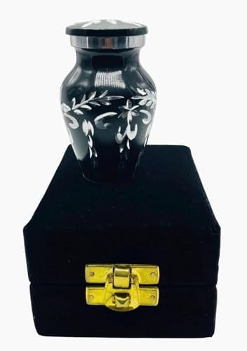 Black Velvet Box Cremation Urn with Mini Diamond Cutting