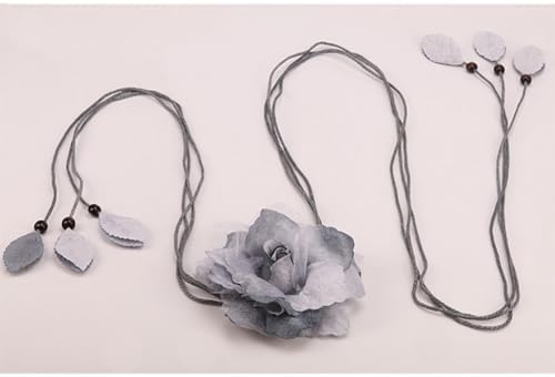 2 Pcs Decorative Curtain Tiebacks with Flower Design Grey