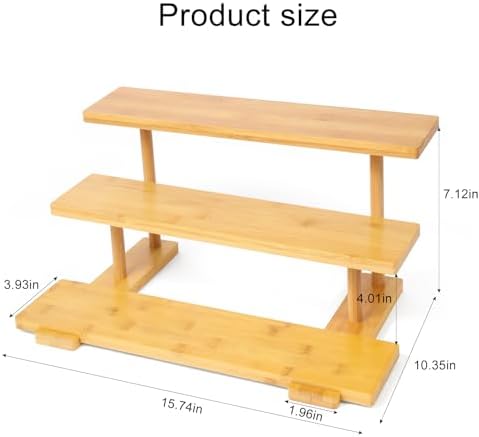 3 Tier Bamboo Display Rack Bathroom Counter Kitchen Organizer Perfume Cosmetic Organizer