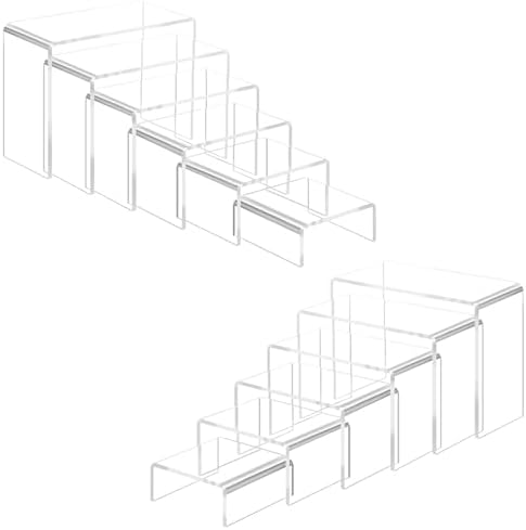 12 Pcs Acrylic Display Risers 2 Sets for Jewelry and Perfume Showcase