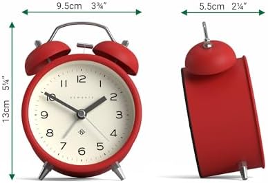 NEWGATE Charlie Bell Echo Alarm Clock Red Modern Retro Design
