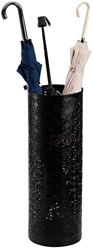 Hacaroa Black Metal Round Umbrella Stand Rack