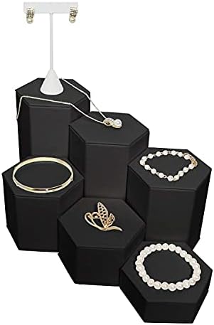 MOOCA Black Leatherette Jewelry Riser Set 6 Pcs