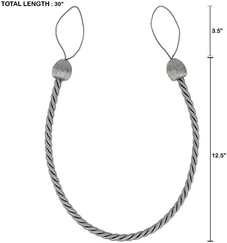2 Pack Charcoal Polyester Curtain Tiebacks