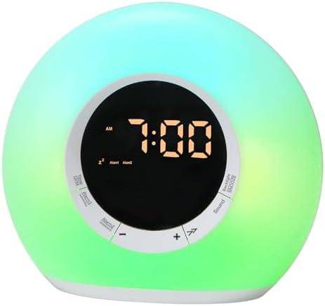 ICODE Alarm Clock with Dimmable Night Light and 10 White Noise Sounds