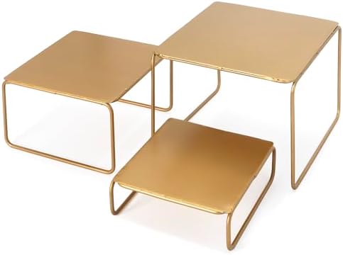 Red Co 3-Piece Gold Metal Nesting Square Display Risers