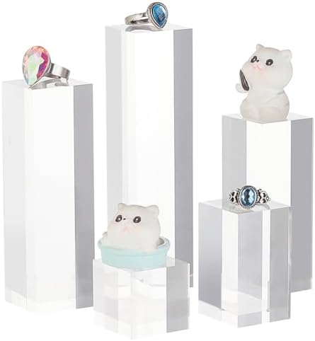 BENECREAT 5pcs Clear Acrylic Display Blocks for Jewelry and Gemstone Display