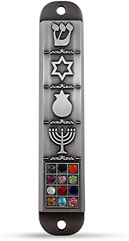 Pewter Mezuzah Case with Scroll and 3D Star of David