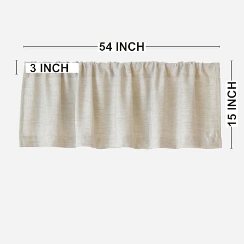 Oindec Faux Linen Valance 54x15 Inch Natural