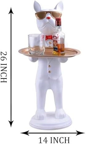 Cool Dog Sculpture with Plate for Home Decor