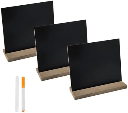 3 Piece 5x6 Inch Mini Chalkboard Signs with Wood Stands