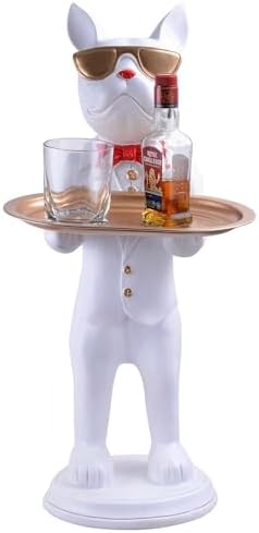 Cool Dog Sculpture with Plate for Home Decor
