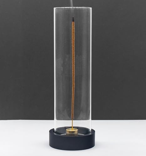 Modern Incense Stick Holder with Glass Ash Catcher Black