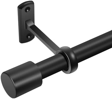TAOBERFULI Adjustable 1 Inch Black Curtain Rods for Windows