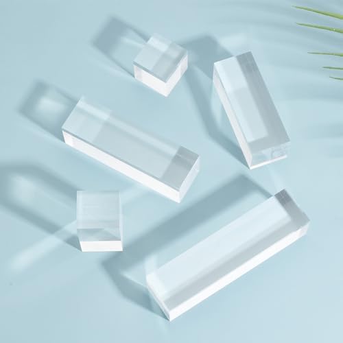 BENECREAT 5pcs Clear Acrylic Display Blocks for Jewelry and Gemstone Display