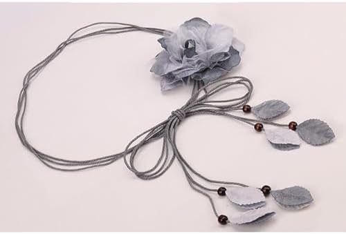 2 Pcs Decorative Curtain Tiebacks with Flower Design Grey
