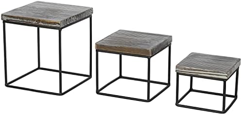 MyGift Rustic Torched Wood Cupcake Stand Risers Set