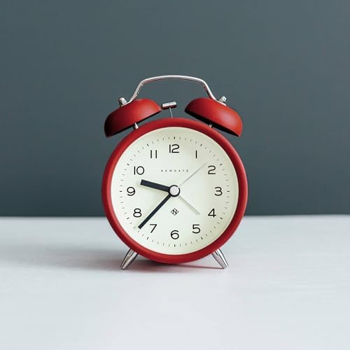 NEWGATE Charlie Bell Echo Alarm Clock Red Modern Retro Design
