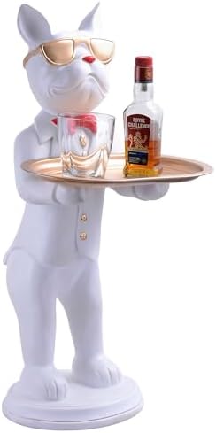 Cool Dog Sculpture with Plate for Home Decor