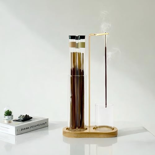 Moocervi Glass Incense Holder with Storage and Ash Catcher