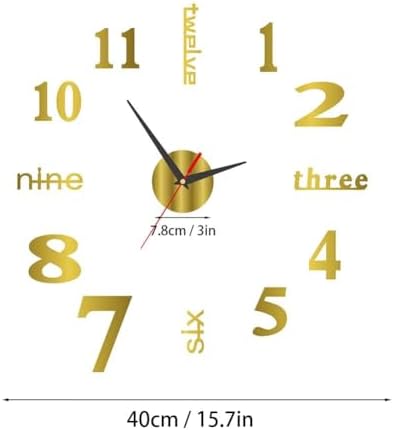 Silent Frameless Wall Clock 157 Inch Gold Acrylic Modern Design