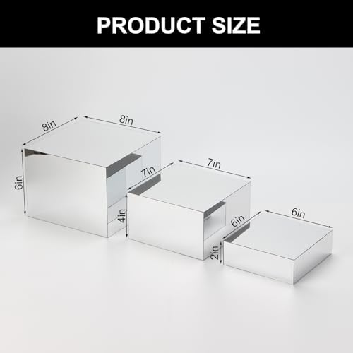 Acrylic Silver Mirror Display Riser Set of 3