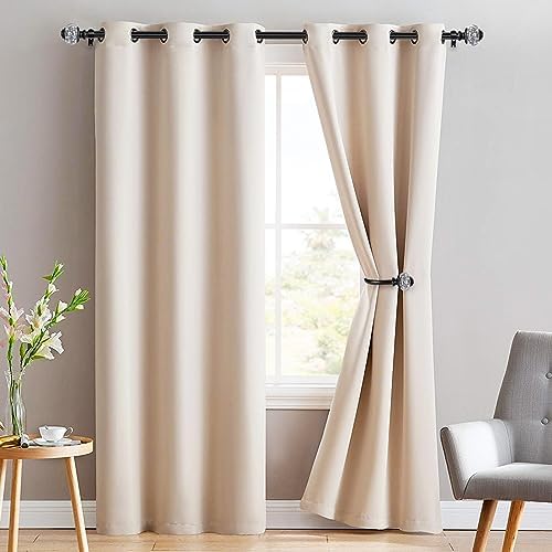 USFOOK 1 Inch Retractable Curtain Rods 72-144 Inches Black