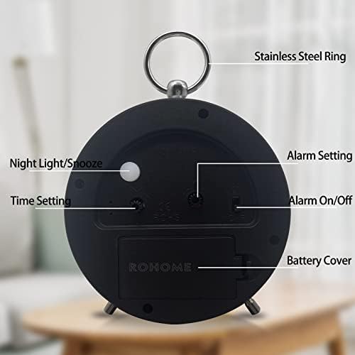 Rohome Yellow Small Silent Alarm Clock with Night Light