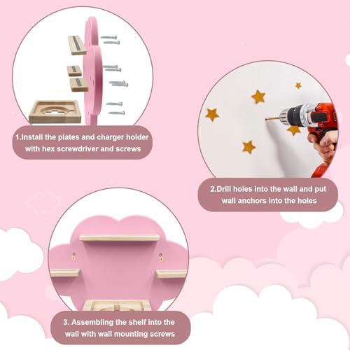 Taladad Magnetic Floating Shelf for Toniebox and Tonie Figures Pink