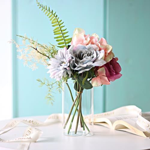 12Pcs Clear Glass Cylinder Vases for Centerpieces and Decor