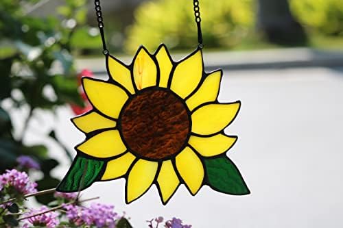Stained Glass Sunflower Window Hanging Decor