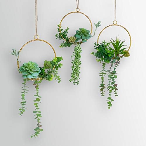 SWTHONY Artificial Succulents Wreath Set of 3 Hanging Wall Decor