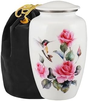 Pink Rose Humming Bird Cremation Urn for Human Ashes