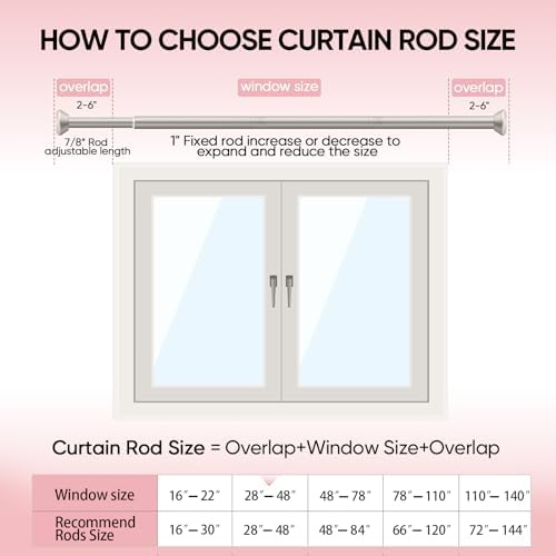 Heavy Duty Curtain Rods for Windows 28-48 Inches with Diamond Finials