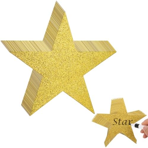100 Pcs 6 Inch Glitter Gold Stars Decorations