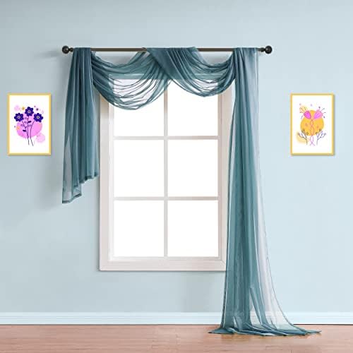 Warm Home Designs Dusty Blue Sheer Window Scarf - 54x216 Inches