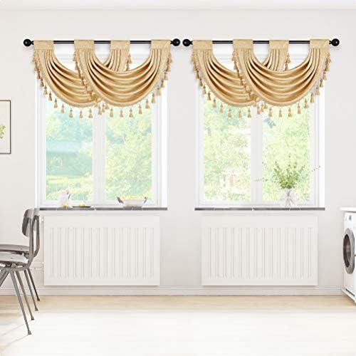 ELKCA Thick Chenille Valances Set of 2 for Living Room and Kitchen