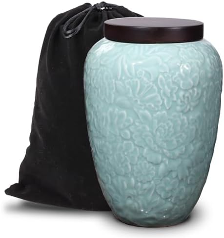 Elegant Floral Ceramic Urn for Ashes
